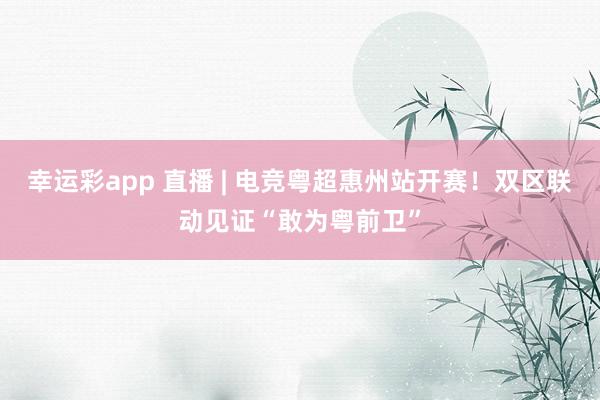 幸运彩app 直播 | 电竞粤超惠州站开赛！双区联动见证“敢为粤前卫”