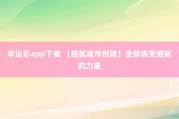 幸运彩app下载 【细腻城市创建】全部感受细腻的力量