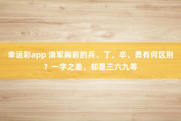 幸运彩app 清军胸前的兵、丁、卒、勇有何区别？一字之差，却是三六九等